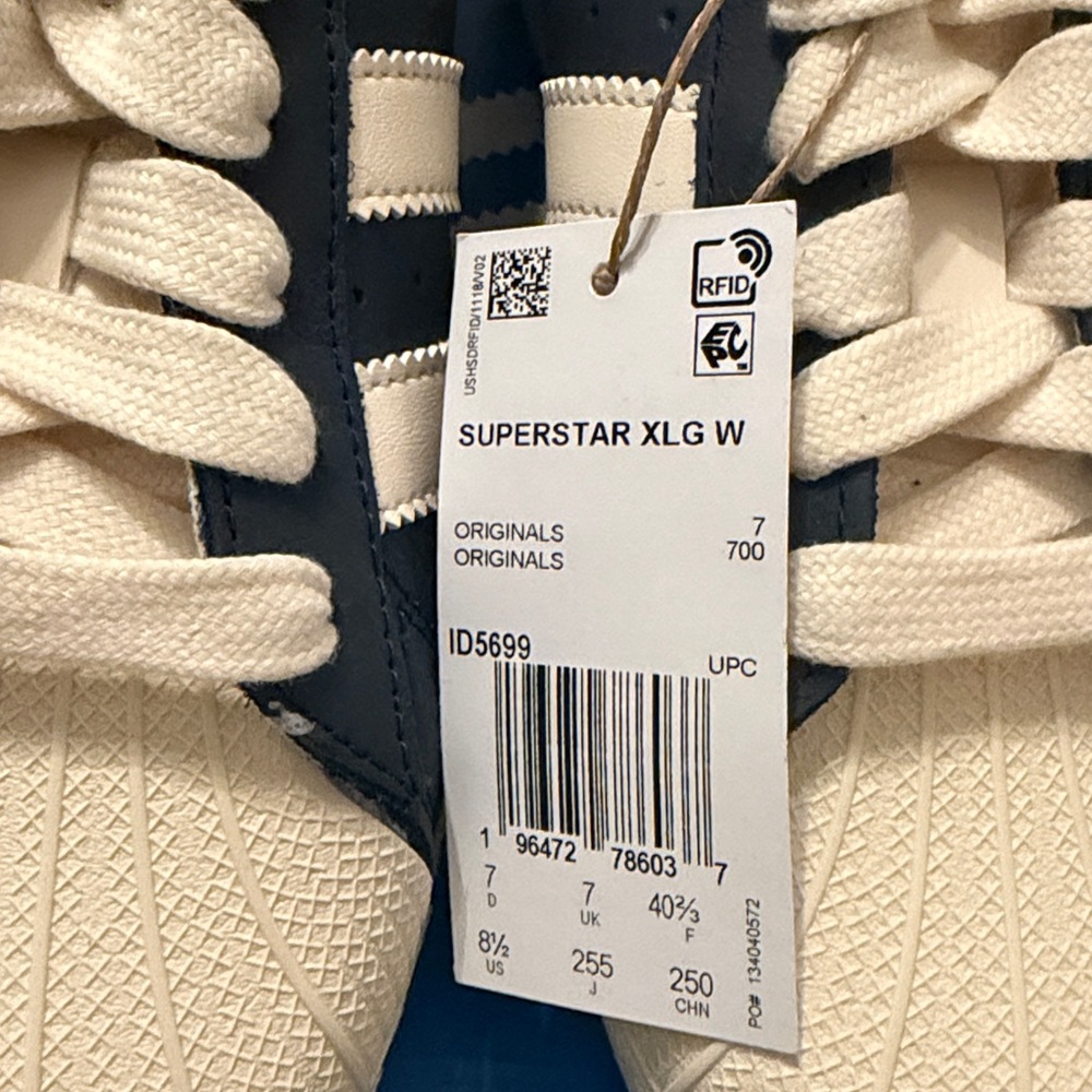 adidas Superstar Navy Blue and White Women's Sneakers - Picture 3 of 8